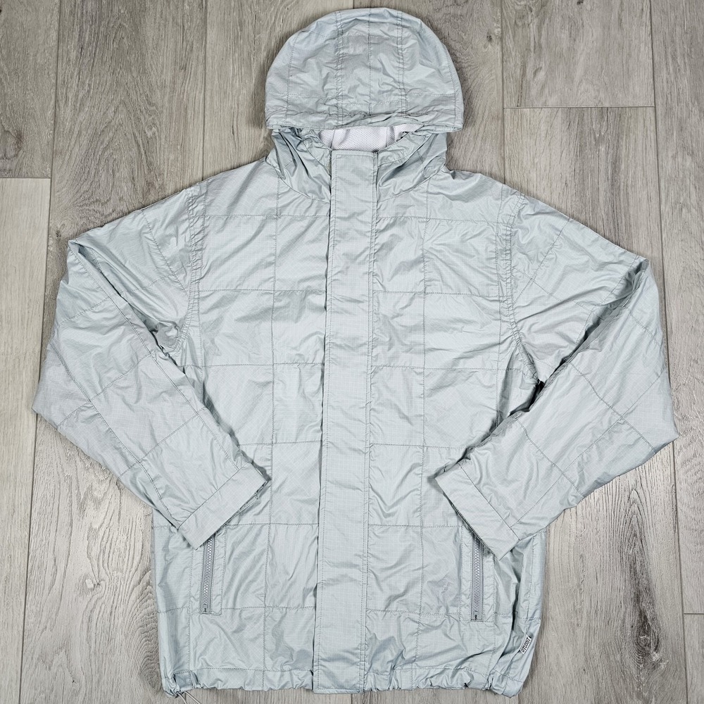 Stussy Authentic Gear Jacket Mens Large Blue Hoodie Zip Packable Lightweight